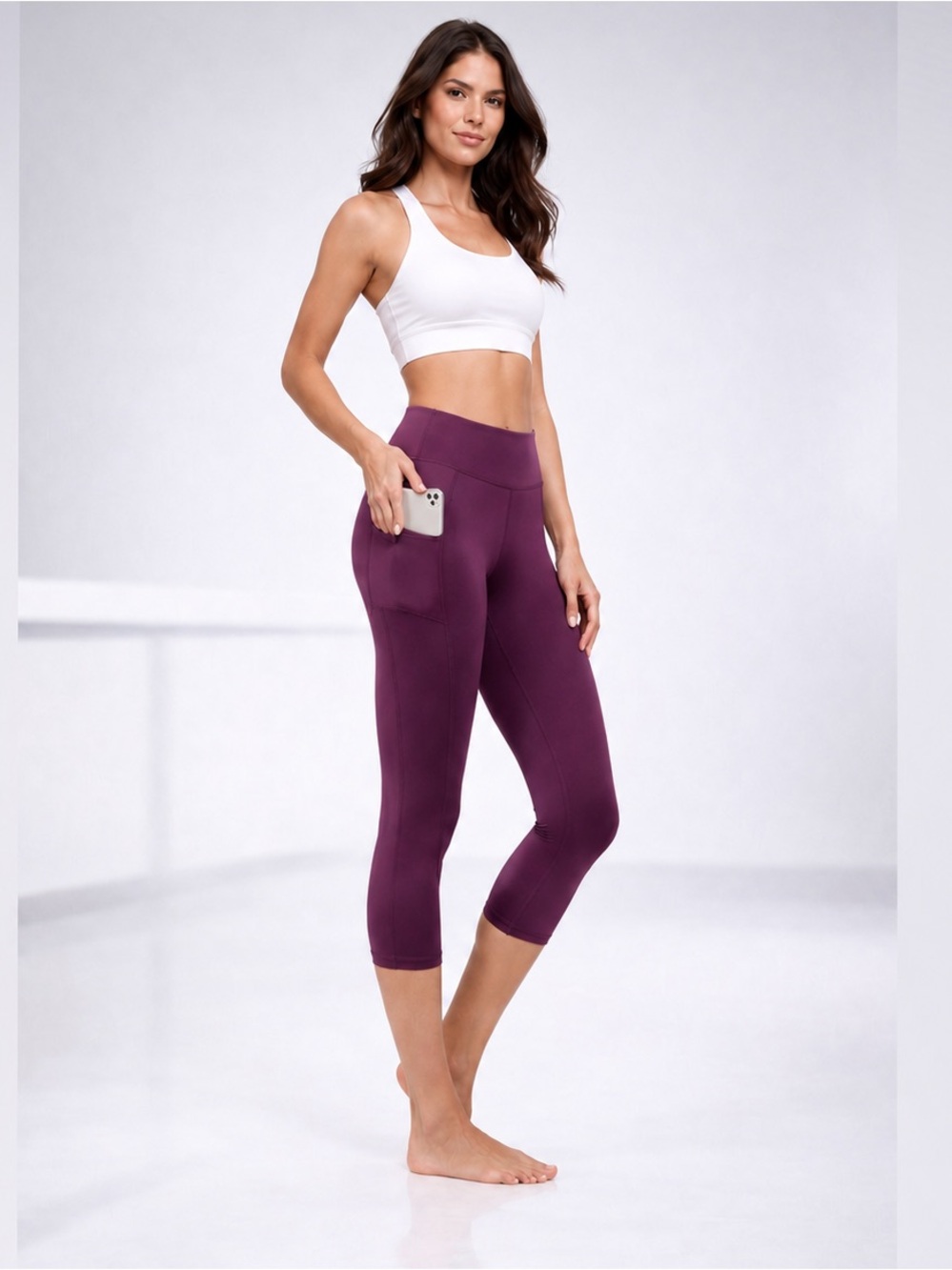 Zyia Active Plum Pocket Capri Leggings High-Rise Women’s Size 14/16 - Picture 1 of 9